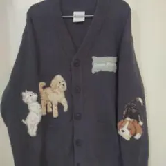 ジェラートピケ　エアリーモコプレイフルDOGジャガードカーディガン　ML