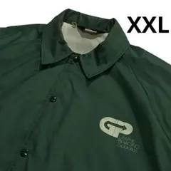 70s 80s USA製 ナイロン コーチジャケット XXL 深緑 白 企業系