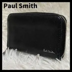 ポールスミス　サフィアーノ レザー　ラウンドジップ　コンパクトウォレット　黒