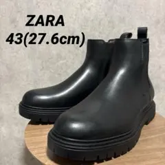ZARA リアルレザー チャンキー チェルシーブーツ 39 ブラック 本革