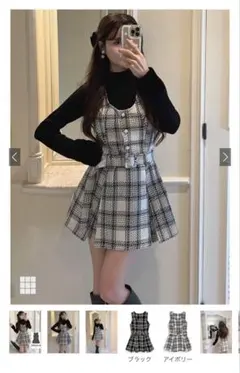 GRL ロービングチェックベルト付きミニワンピース[tu1423]