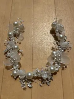 ウェディング ヘッドドレス パール フラワー