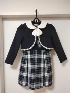 女の子フォーマルドレス120 ネイビー チェック柄