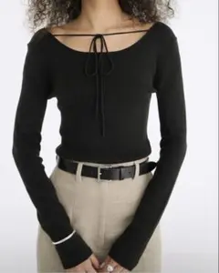 CLANE クラネ ARRANGE RIBBON KNIT TOPS