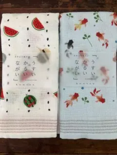 【新品】コンテックス タオルてぬぐい 2枚セット スイカ 水草金魚 夏デザインのサムネイル