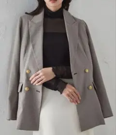 【美品】RANAN ラナン ダブルブレスト テーラードジャケット 洗える 千鳥