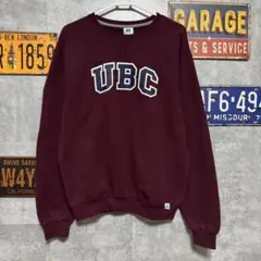 Russell スウェット UBC カレッジロゴ バーガンディ M ラッセル