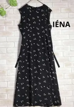 IENA ノースリーブワンピース　ブラック　花柄　バックリボン付き