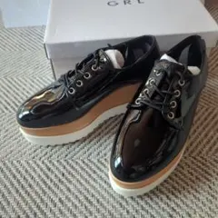 GRL エナメル調 レースアップシューズ 厚底
