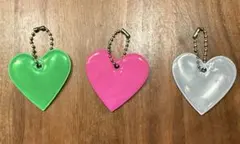 新品ハート型キーホルダー3個セットリフレクター反射交通安全バッグ