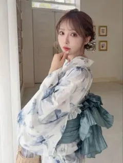 GRL 3点セット2Way水彩花柄浴衣セットfy027