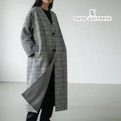 ナノユニバース 春物 ロングコート リバーシブル デザイン 羽織り
