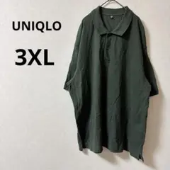 美品✨UNIQLO 【3XL】ユニクロ ダークグリーン ポロシャツ 大きい