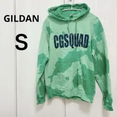 GILDAN 【Ｓ】迷彩柄　グリーン　パーカー　裏起毛　春秋のサムネイル