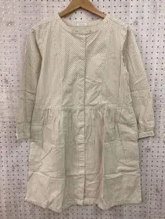 Pou dou dou 古着 ストライプ 切替 ノーカラーシャツ ワンピース