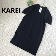 KAREI カレイ　五分袖ワンピース　ミモレ丈　ブラック　黒　新品未使用タグ付