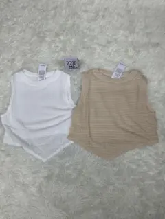 （228）レディースサマーニットノースリーブ2着セット XXL ランジェリー