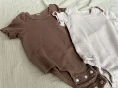 ワッフル生地　半袖ロンパース　2点セット