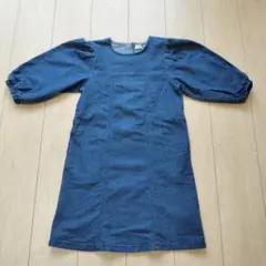 デニム 七分袖 Aラインワンピース