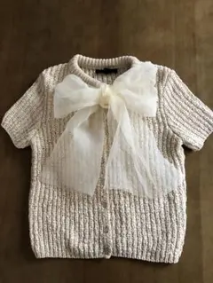 ZARA ニット 半袖 トップス リボンM