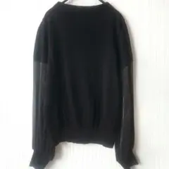 ★ボンバザール 透け袖切替 コットンニット 黒 38