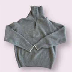 【美品】UNIQLO ウール100% ハーフジップニットM グレーレディース
