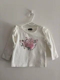 BeBe ローズ柄　白トップス　90cm