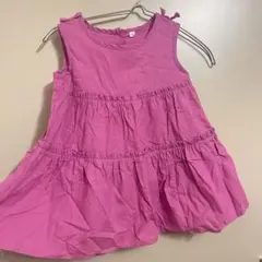 ピンク ノースリーブ ワンピース　ティアード 130