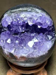 ウルグアイ産 アメジスト 笑口 スフィア 置物縦48.4×横47.3㎜(新品)