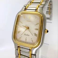 稼働品 セイコー エクセリーヌ レディース 腕時計 クォーツ コンビ スクエア