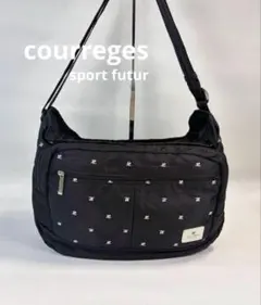 【美品】 courreges クレージュ ショルダーバッグ ブラック 斜めがけのサムネイル