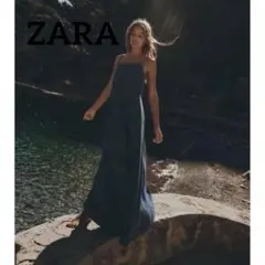 ザラ　ZARA　レディース　デニムTRFミディワンピース　S　インディゴブルー