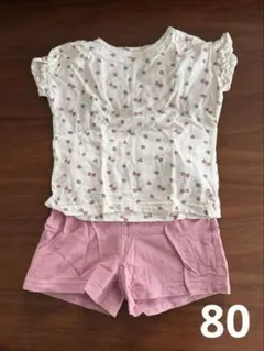 いちご柄 コットンパジャマセット / 80cm