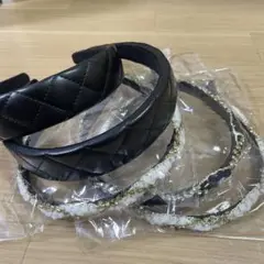 未使用 カチューシャ ペア おそろ 5個セット キルティング ツイード