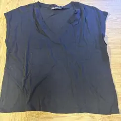 ZARA ザラ Vネック 半袖トップス Tシャツ ブラック 黒