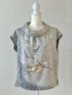 着物リメイク　ロールカラーのブラウス