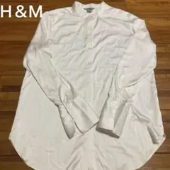 H&M ホワイト 長袖バンドカラーシャツ US 8