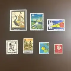 外国使用済切手コレクション 7点セット ハンガリー・キューバ・オランダ・琉球等