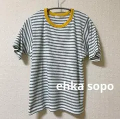 【美品】エヘカソポ　ボーダーリンガーTシャツ　トップス　イエローポイント　半袖