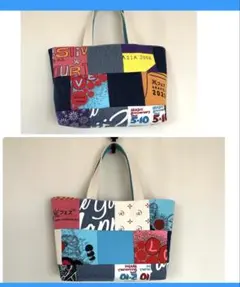 Tシャツとカバンのパッチワークトートバッグ