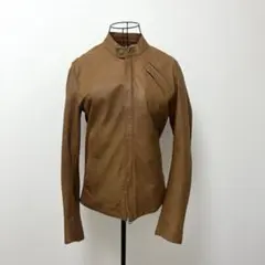 SHIPS JET BLUEブラウンレザージャケット スタンドカラーS