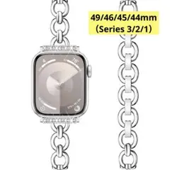 細身きらきらApple Watchバンド シルバー49/46/45/44/42