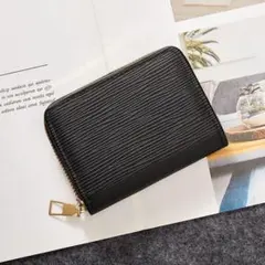 ミニ財布 コインケース　ブラックレザー　メンズ レディース　976