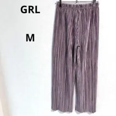 グレイル　プリーツイージーパンツ　ストレートパンツ　薄紫　透け感光沢　リラックス