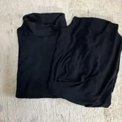 UNIQLO ブラック ハイネック 長袖 Tシャツ M 2枚セット