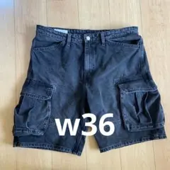 ZARA ザラ デニム カーゴ リラックス ショート ハーフ パンツ 黒　36