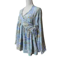 着物リメイク　ラバリジャケット　カシュクールブラウス　プリーツ　ハンドメイド