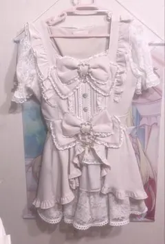 lizlisa フロントカシュクールbigリボンセットアップ　半袖　ピンク