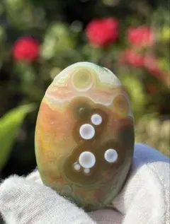アラシャンゴビ瑪瑙 原石 花眼瑪瑙 目玉焼き 珍 置物 ルース ゴビ瑪瑙