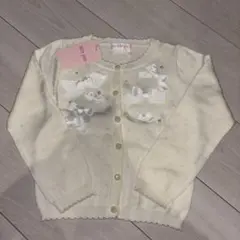 【新品・未使用】mezzo pianoリボン付きアイボリーカーディガン